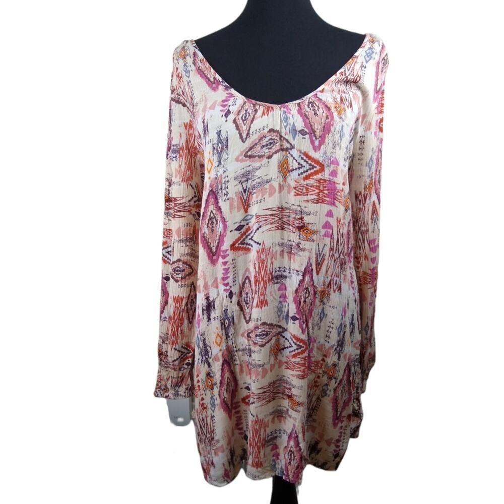 Billabong Mini Dress Long Sleeves Floaty Crossover Detail At Back Size Medium